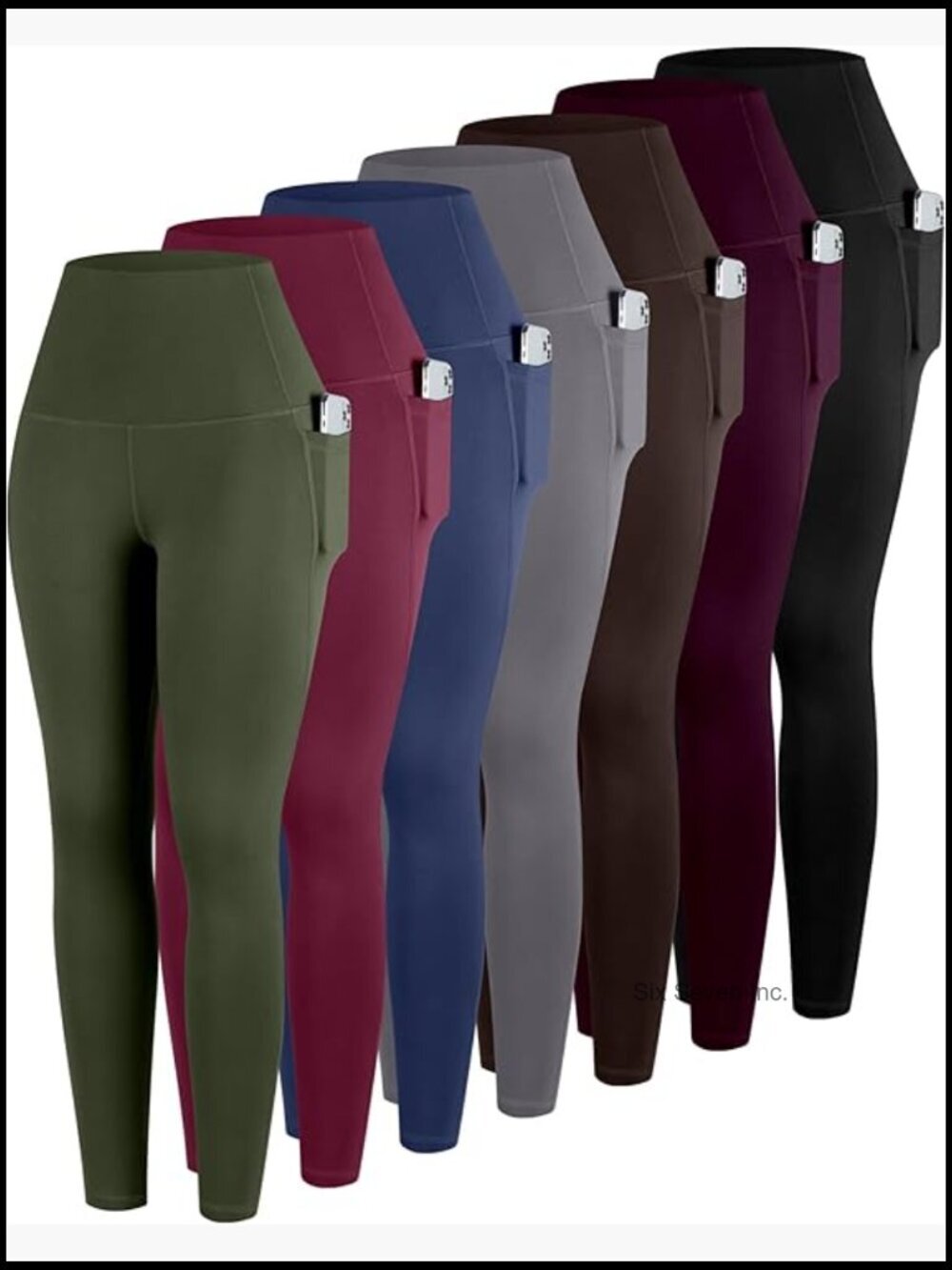 7 Packs High Waisted Tummy Control Workout Leggings with Pockets